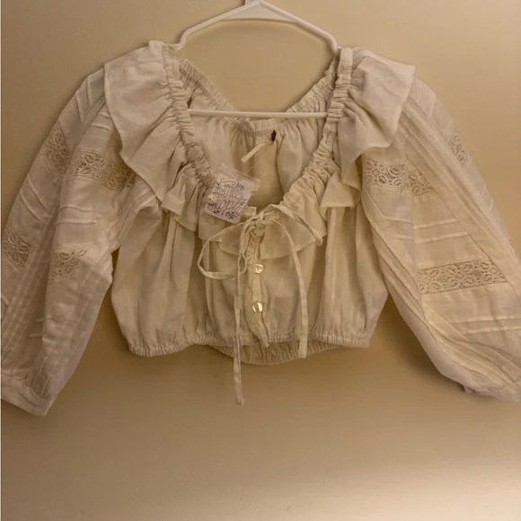 Mystic Free People Cream Ruffled Blouse - Picture 3 of 8